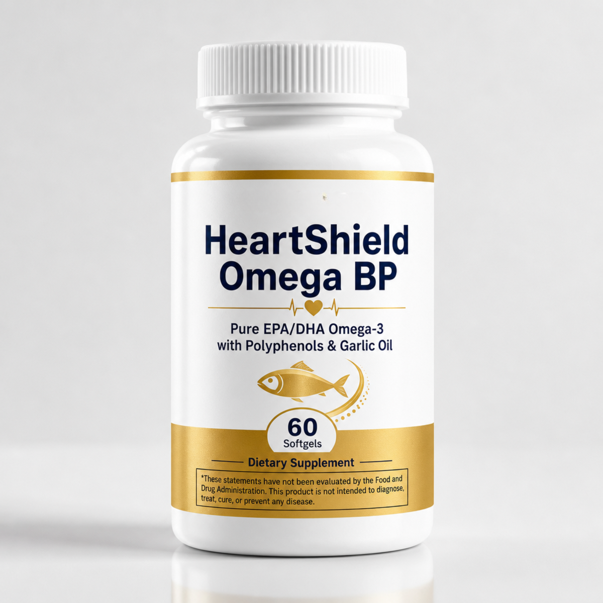 HeartShield Omega BP — Pure EPA/DHA Omega-3 with Polyphenols & Garlic Oil (60 Softgels)